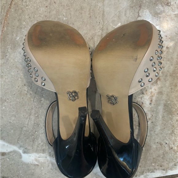 Rock & Republic Black and Cream Peep-Toe Heels - Picture 6 of 10